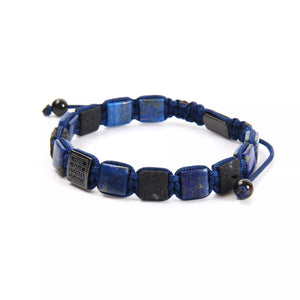 Bali Lava Stone and Lapis Square Beads Bracelet