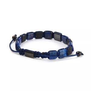 Bali Lava Stone and Lapis Square Beads Bracelet