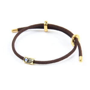 Brown Persian Silk and Gold Jamsa Bracelet