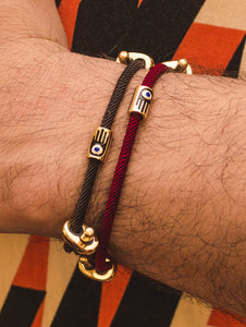 Brown Persian Silk and Gold Jamsa Bracelet