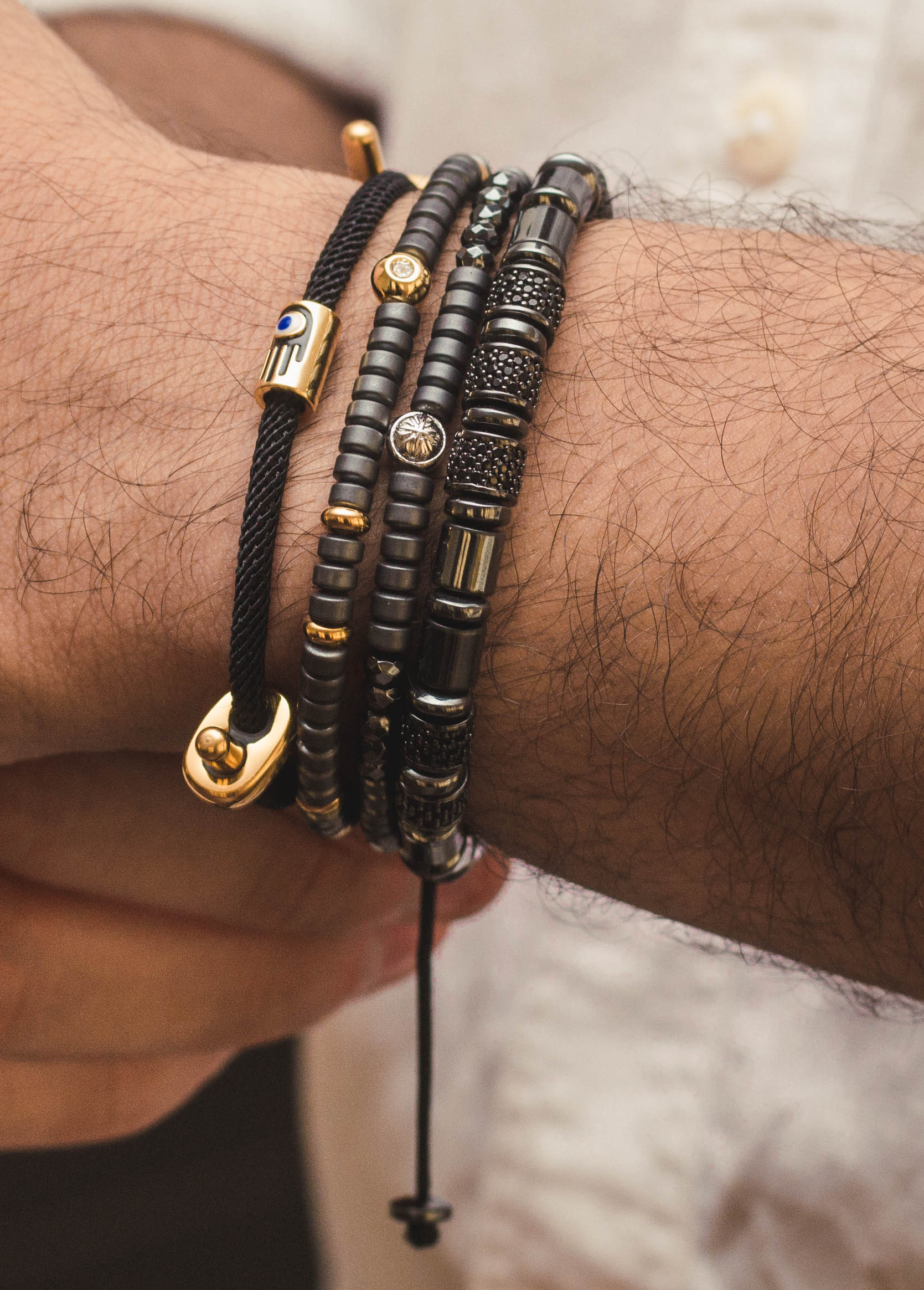 Boho Gold and Hematite Wristband