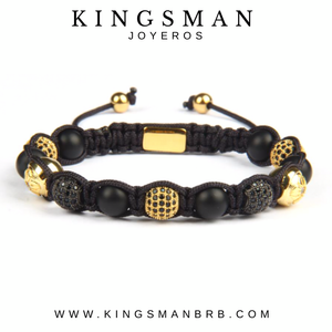 Kingsman Classic Onyx and CZ Macrame Bracelet