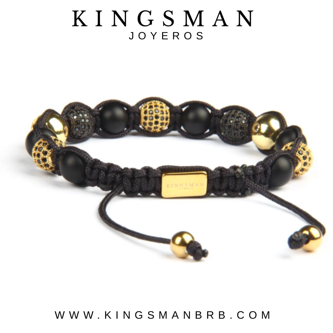 Kingsman Classic Onyx and CZ Macrame Bracelet